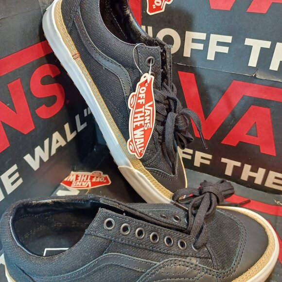 Vans Men's 7/Women's 8.5 Old Skool Overply Era Vamp Black Leather VN0A4U14XFZ - Picture 8 of 12